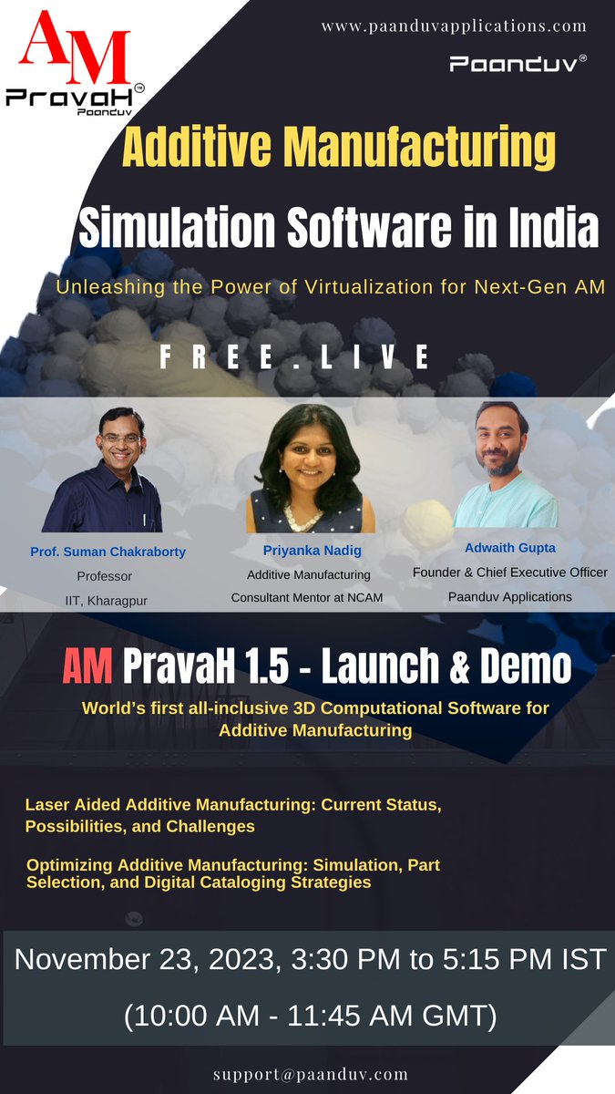 📢 Join us Today for a FREE Live event: Additive Manufacturing Simulation Software in India
⏰ 3:30 PM - 5:15 PM IST (10:00 AM - 11:45 AM GMT)
teams.live.com/meet/955953060…

#simulationsoftware #metal #computationalfluiddynamics #DRDO #addiivemanufacturing #IIT
