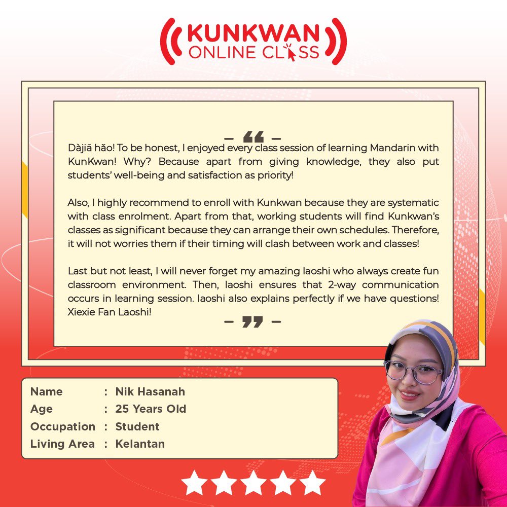 Let’s see how student comment and feedback about Kunkwan Online Class😱🤩😍

Thanks for your awesome testimonial. Your progress is our greatest inspiration!

#kunkwanmandarinclass #mandarinlearning 
#mandarinclass 
#learnmandarinonline 
#testimonial