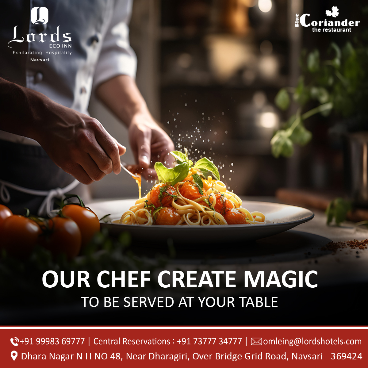 Our chef create magic  to be served at your table!!

For Booking Call Us : +91 99983 69777 / 76009 97333 / 76009 95222

#navsari #LordsHotels #lordsecoinn_navsari #luxuryhotels #luxuryroomstay #banquethall #indiandishes #chillypaneer #foodlovers