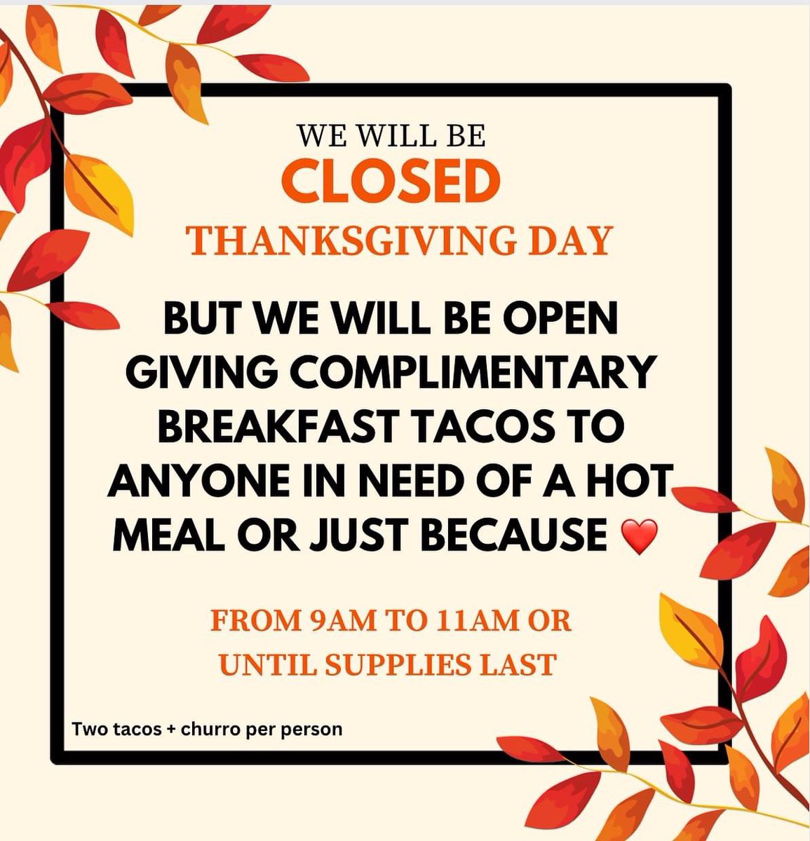 Thank you so much for all the continuous love and support!  We are thankful for all the amazing things that happened revolving @tacosdonalena  in 2023.  ❤️🦃🌮