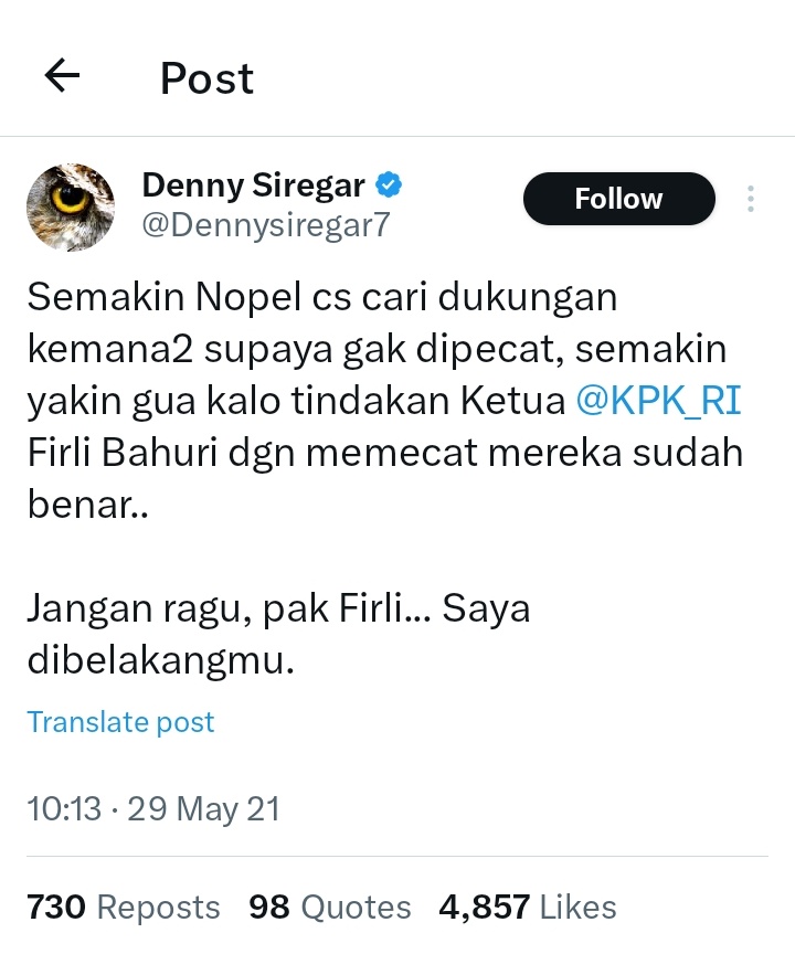 Jangan ragu pak Firli... <a href="/Dennysiregar7/">Denny Siregar</a> dibelakangmu.