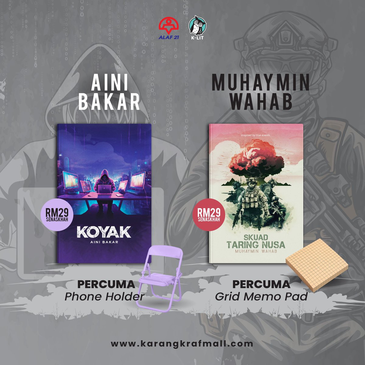 Alaf_21's tweet image. Terbaharu daripada #KLIT @BukuKarangkraf 

Pra-tempah di semua platform pembelian @KarangkrafMall