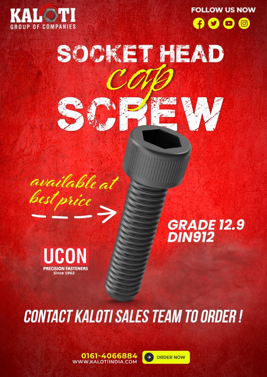 GroupKaloti's tweet photo. UCON Socket Cap Screw sizes started to come in stock , Contact Kaloti Sales Team to know prices
https://t.co/GuzR8Cu9sZ - 9216655445
Email - sales@kaloti.in
Website - www.kalotiindia.
#Fasteners #Nut #Bolt #washer #kaloti #kalotiindia #Sales #Salesteam #manufacturer #Worldwidefasteners