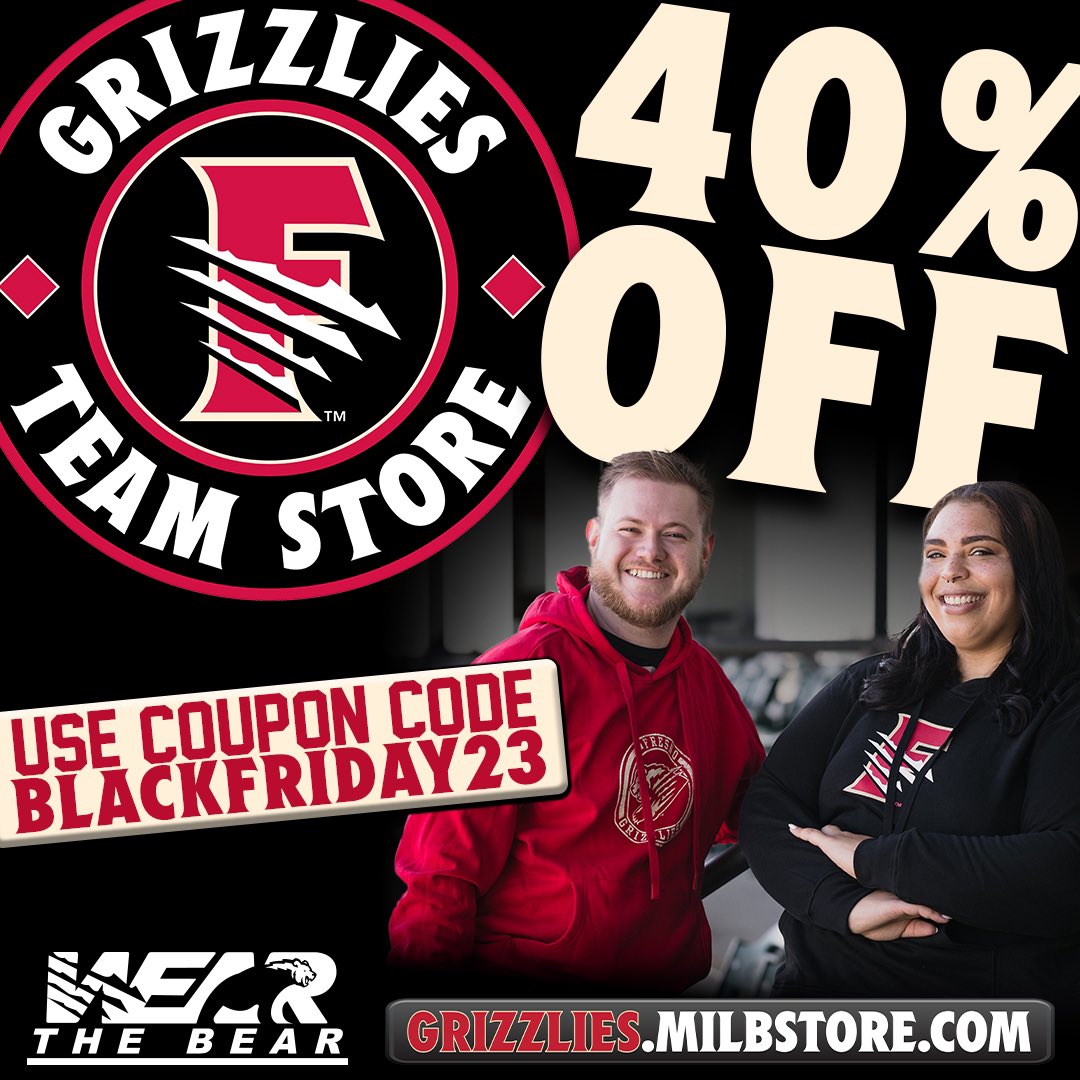 Black Friday came early this year! Don’t miss your chance to grab all your favorite Grizzlies gear for 40% off!

Hurry, this deal is only valid through Cyber Monday (11/27)!

🛒➡️ grizzlies.milbstore.com