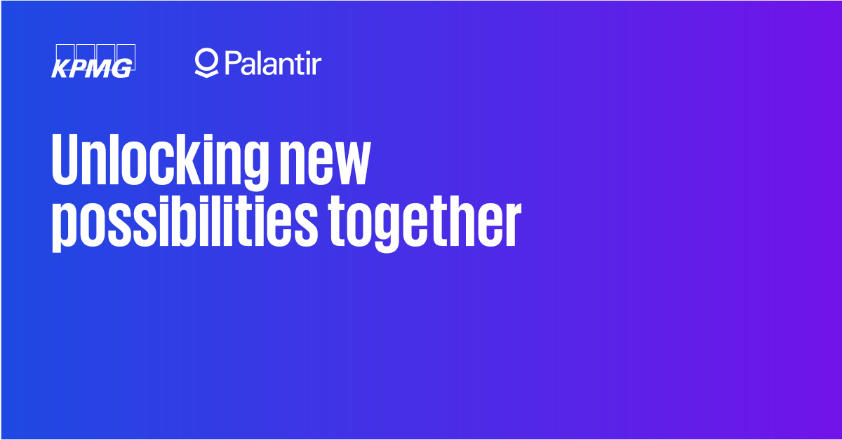 Exciting news. KPMG Australia is thrilled to announce our collaboration with Palantir Technologies, a leader in AI.