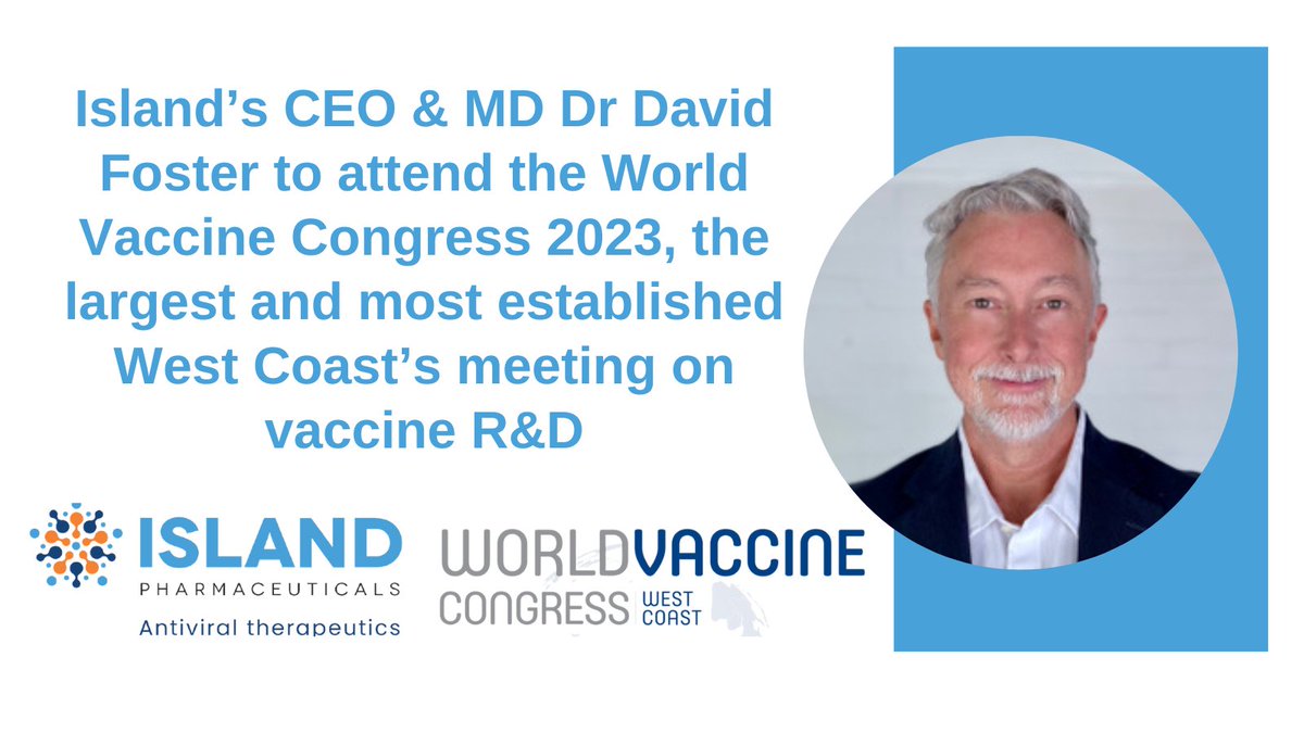 .@IslandPharma's CEO Dr David Foster will participate in the World Vaccine Congress in the US next week, as part of a panel about de-risking therapeutics drug development for #infectiousdiseases
More buff.ly/3MNsHhS
$ILA @vaccinenation #WVCWC #WorldVaccineCongress #dengue
