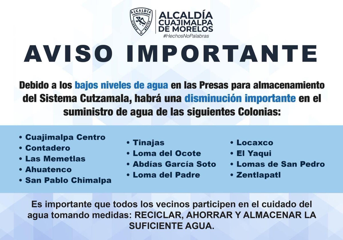 AVISO IMPORTANTE! @AlcCuajimalpa <a href="/avan1207/">ING. ARTURO NAVA VILLAMAR</a> <a href="/CENTURIONES10/">Pedro Bernal</a>