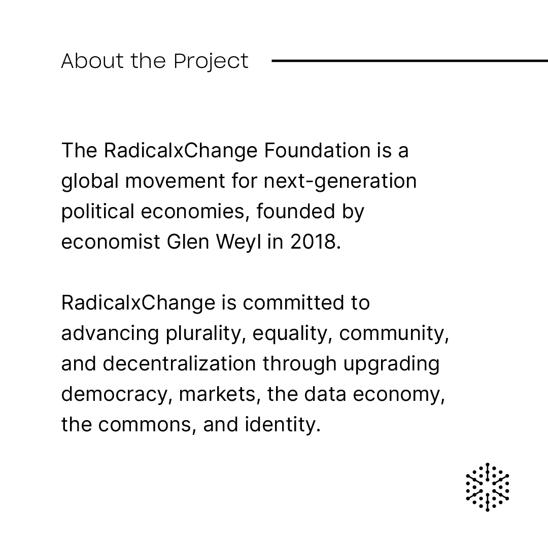 OpenCivics's tweet photo. Showcase : Genesis Round Grantee – RadicalxChange
Donate: https://t.co/YfABR6uB5q
#GG19 #Gitcoin #deciv https://t.co/fedllhJNlp
