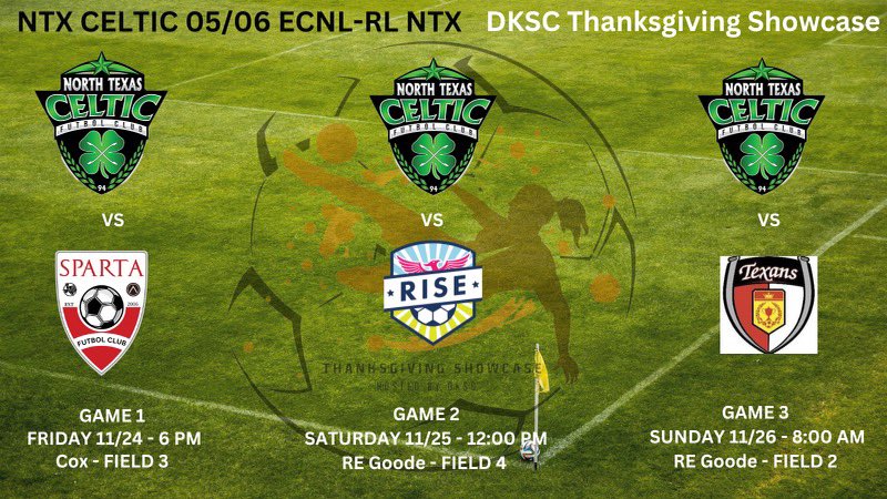 Excited for the DKSC Thanksgiving Tournament this weekend!! Come watch me and my team play.
