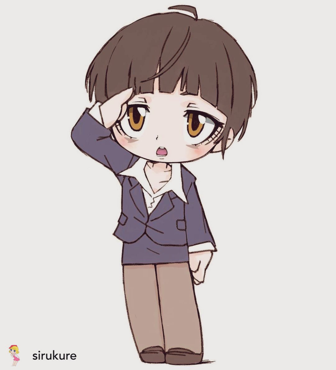 1girl skirt solo brown hair pantyhose simple background short hair  illustration images