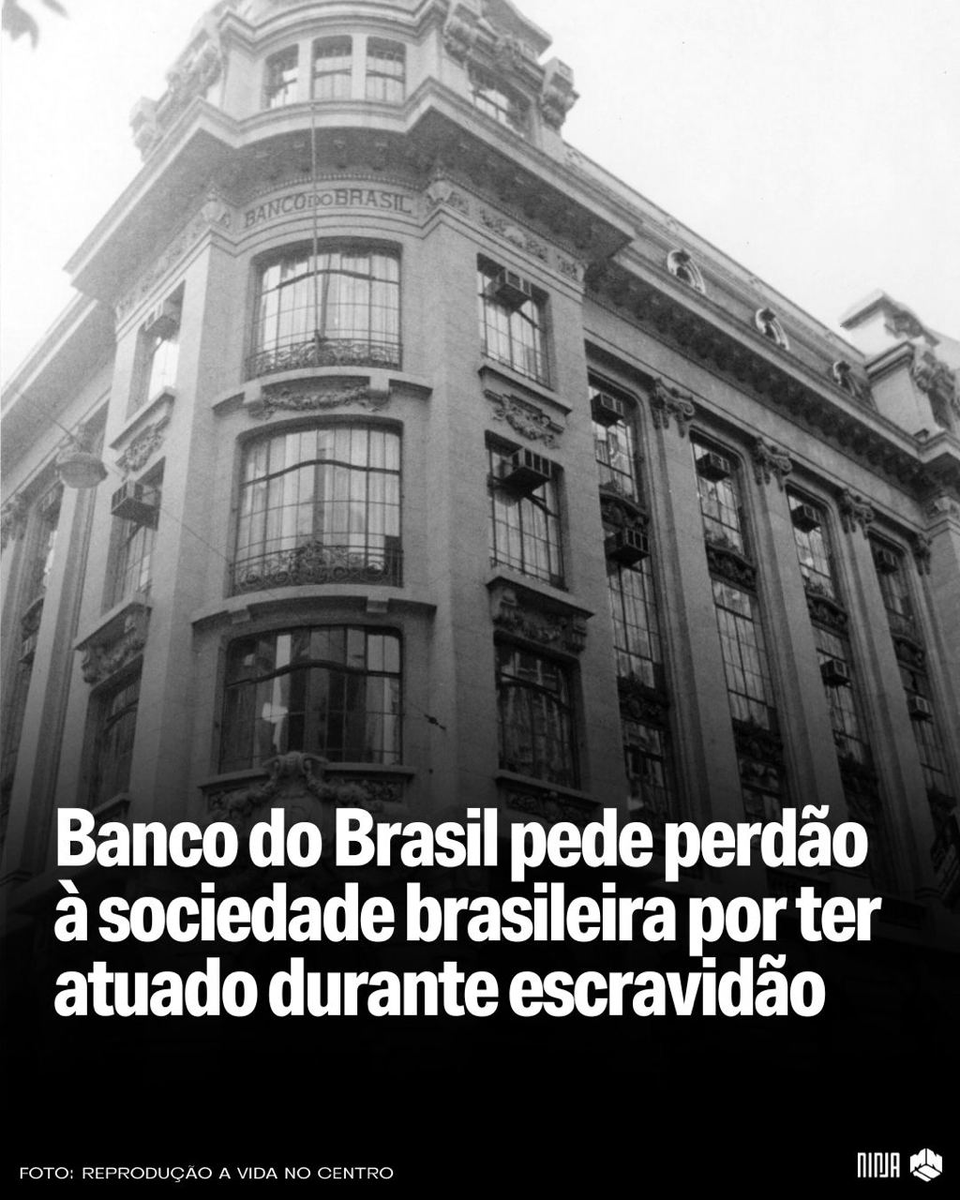MidiaNINJA's tweet photo. Em uma reviravolta histórica, a presidente do Banco do Brasil, Tarciana Medeiros, emitiu um pedido formal de desculpas ao povo negro brasileiro pelo papel desempenhado pela instituição durante o período da escravidão. A declaração foi divulgada em resposta a uma investigação conduzida pelo Ministério Público Federal (MPF), que examina o envolvimento do banco com o tráfico e traficantes de pessoas escravizadas no século 19.