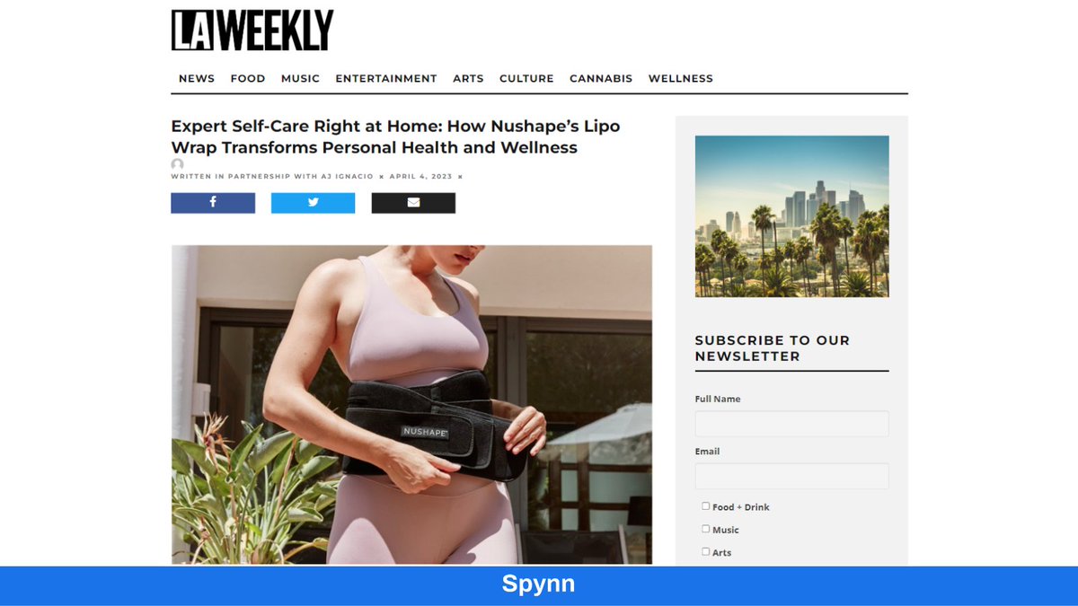 spynn_co's tweet image. ✨ Featured in LA Weekly, NuShape&apos;s Lipo Wrap is the talk of the town. Get your brand in the conversation with #SpynnCo.

hubs.li/Q02870YK0