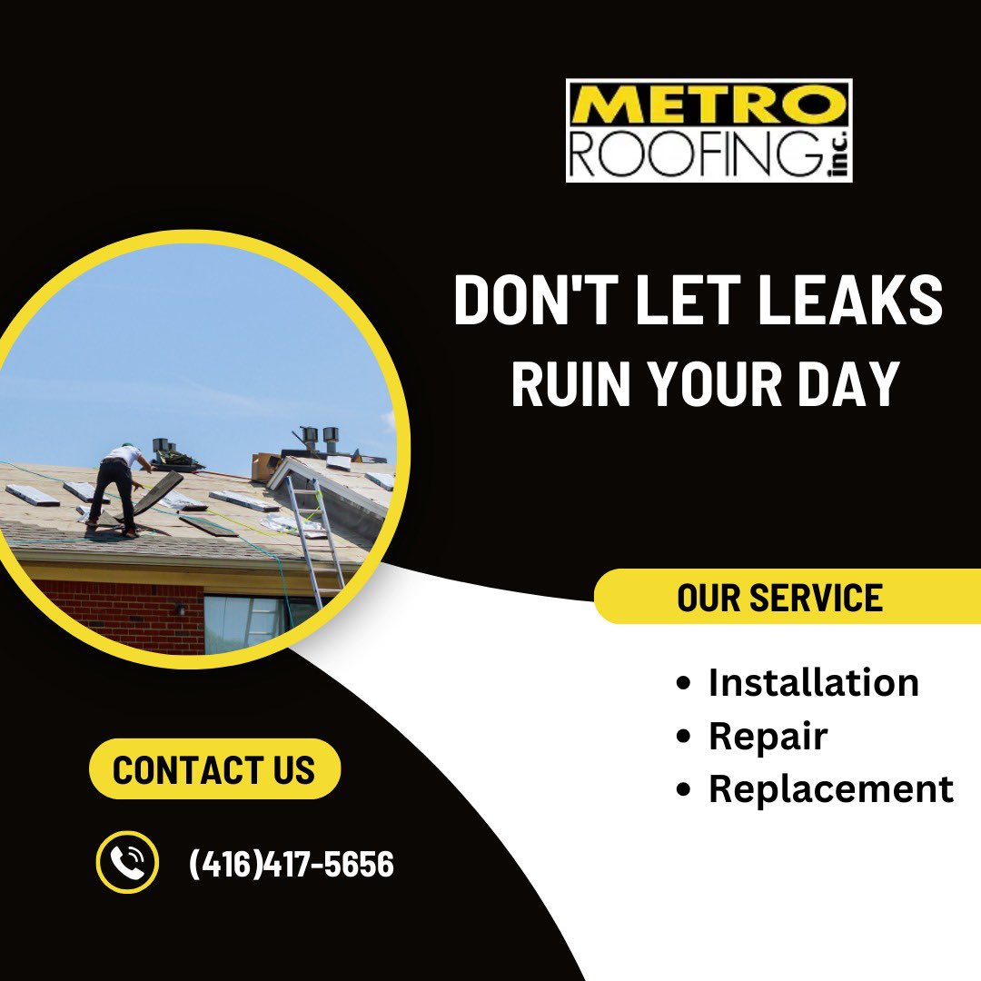 Don't let leaks ruin your day. Protect your peace of mind and your home by addressing leaks ASAP. Prompt action can save you from costly repairs and ensure your day stays bright and dry. 🌞 
#LeakProtection #HomeMaintenance #StayDry #Roofing #Roofers #Roof #AJAX #Scarborough