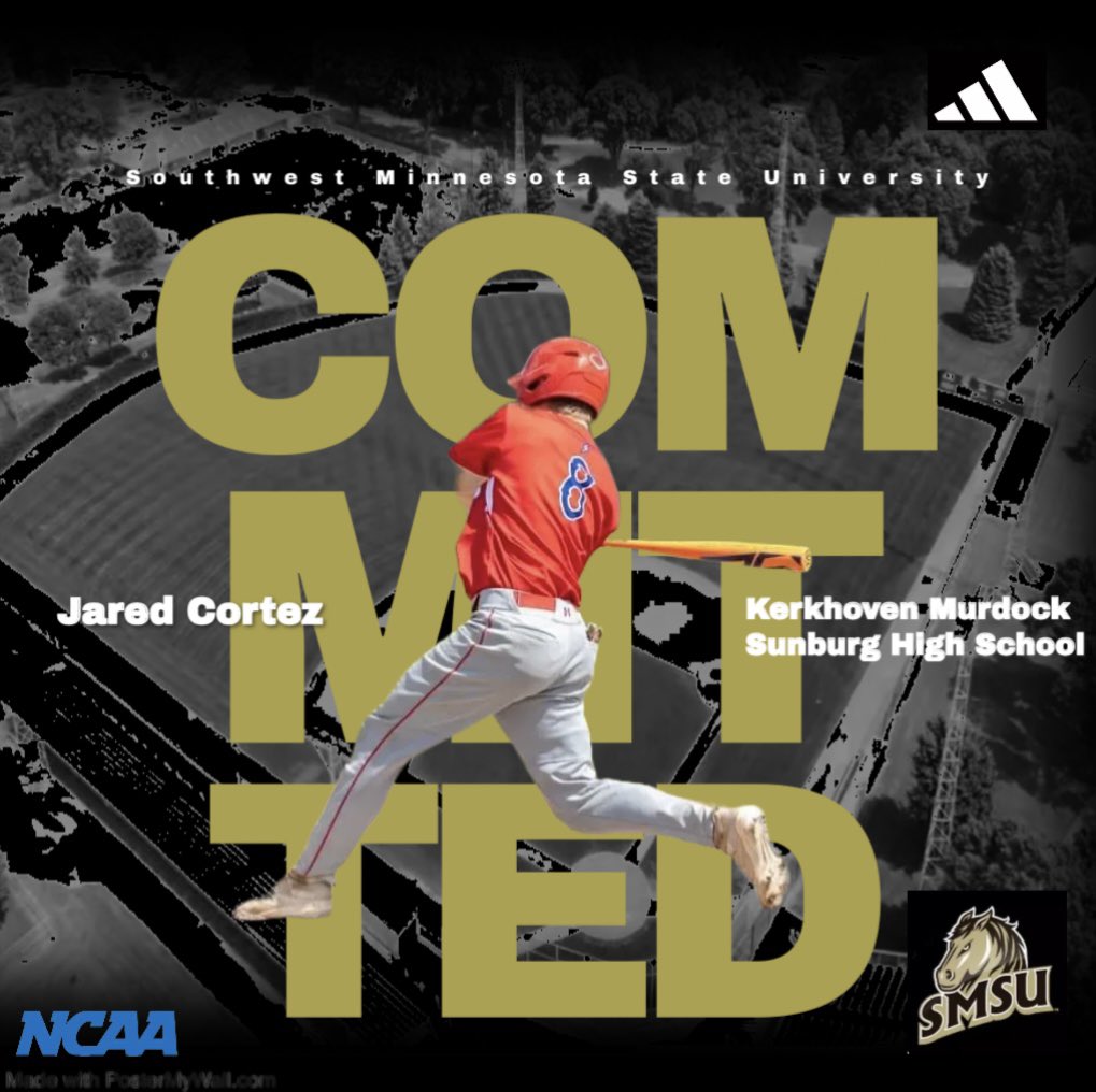 I’m excited to announce my commitment to Southwest Minnesota State University to continue my academic and baseball career. I want to thank my family, teammates, and friends for all of the support throughout the years.