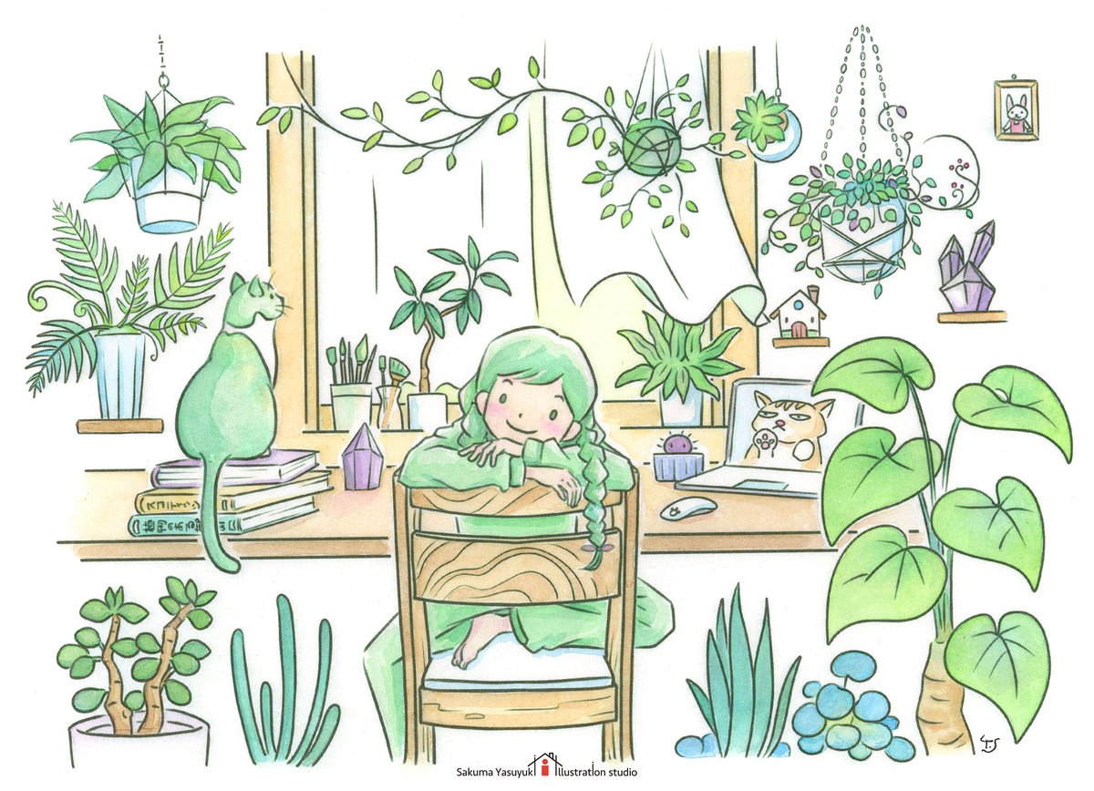 グリーンファミリア
Green familiar. 

デジタルと手彩の融合

  #水彩 #水彩画 #水彩イラスト #イラストレーション #watercolor #watercolorpainting #watercolorart #illustration #illustrationart #winsorandnewton #plantsart #artwork #植物博士