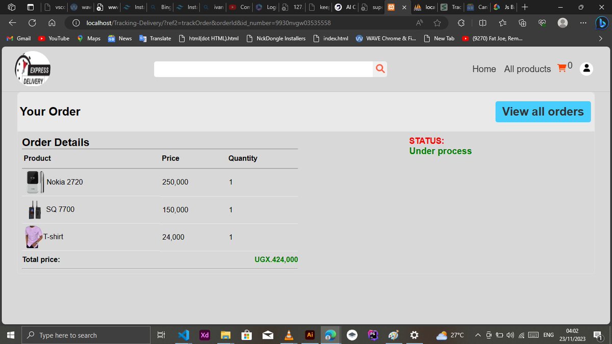 Ivan_webdev's tweet image. Still on the project using #html,#css,small #JS, #php and database #mysql.
Today was been working on tracking order on user side, it is not looking so good but aleast I will make it more interactive after getting some knowledge of Javascript.
 #100DaysOfCode