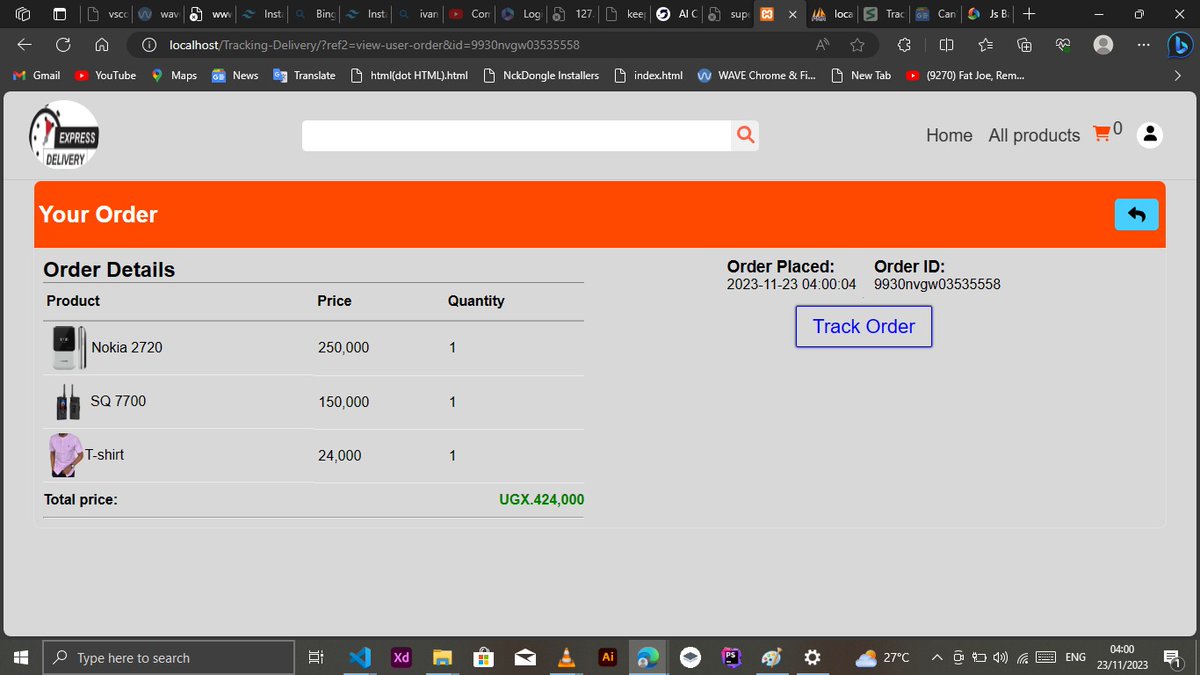 Ivan_webdev's tweet image. Still on the project using #html,#css,small #JS, #php and database #mysql.
Today was been working on tracking order on user side, it is not looking so good but aleast I will make it more interactive after getting some knowledge of Javascript.
 #100DaysOfCode