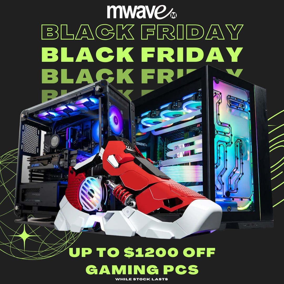 MissDeusGeek's tweet photo. 🚨 Attention Gamers! 🚨

Score up to $1200 Off Gaming PCs, up to $500 Off Monitors &amp; up to 50% Off Peripherals!! 🤩🤩

Check out @MwaveAu's Black Friday Sale!! 

Shop here: https://t.co/UWhPQ5fXpX #AD https://t.co/L1NGj8OfdS