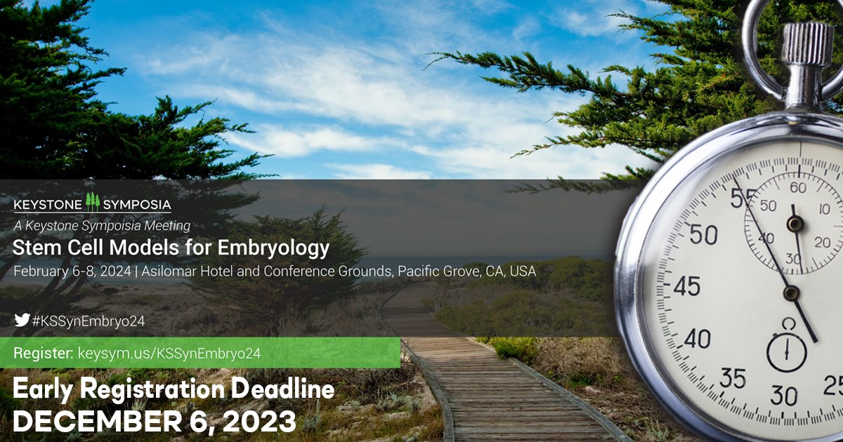 KeystoneSymp's tweet photo. Register for #StemCell Models for #Embryology before Dec. 6 (11:59pm MST) and take $200 of your registration fee. Join us this February in Pacific Grove, CA, USA. https://t.co/NkkcmjBor5 #KSSCEmbryo24 #keystoneconferences #biologyconferences #syntheticbiology #embryo #embryoids https://t.co/18d9fpnJsK