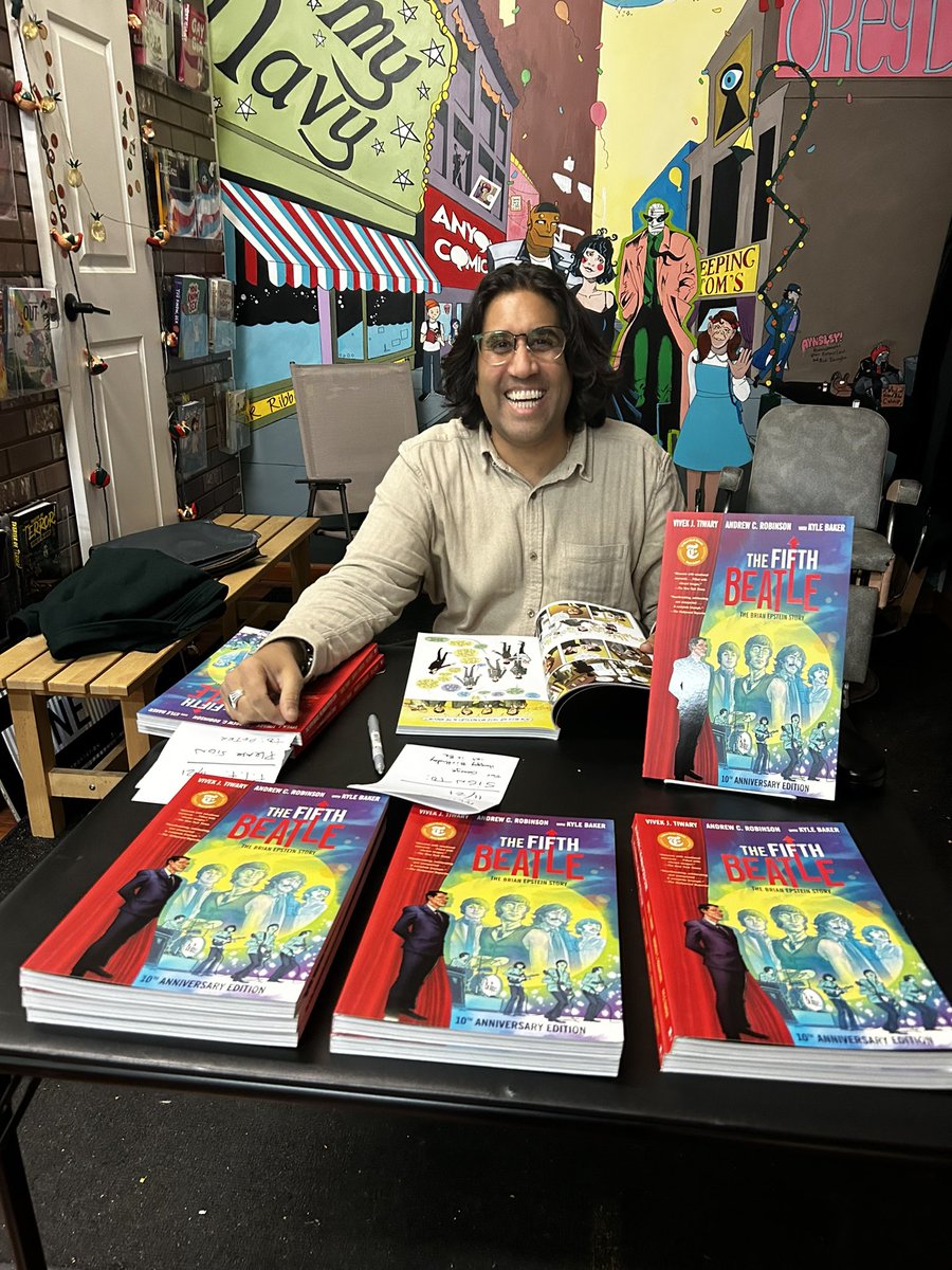 My first book signing for the <a href="/fifthbeatle/">The Fifth Beatle</a> 10th Anniversary Edition! TY to Aynsley and the team at @EveryoneComics! Feeling grateful going into Thanksgiving weekend.