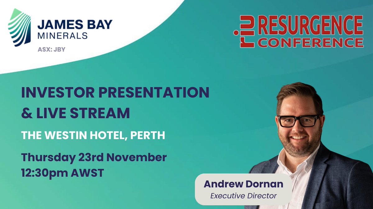 Executive Director Andrew Dornan will present to the RIU Resurgence Conference TODAY at 12:30pm AWST. Watch the live stream here: ow.ly/lpNu50Qa8Kh #JBY #lithium #exploration #JamesBay #Canada #Quebec