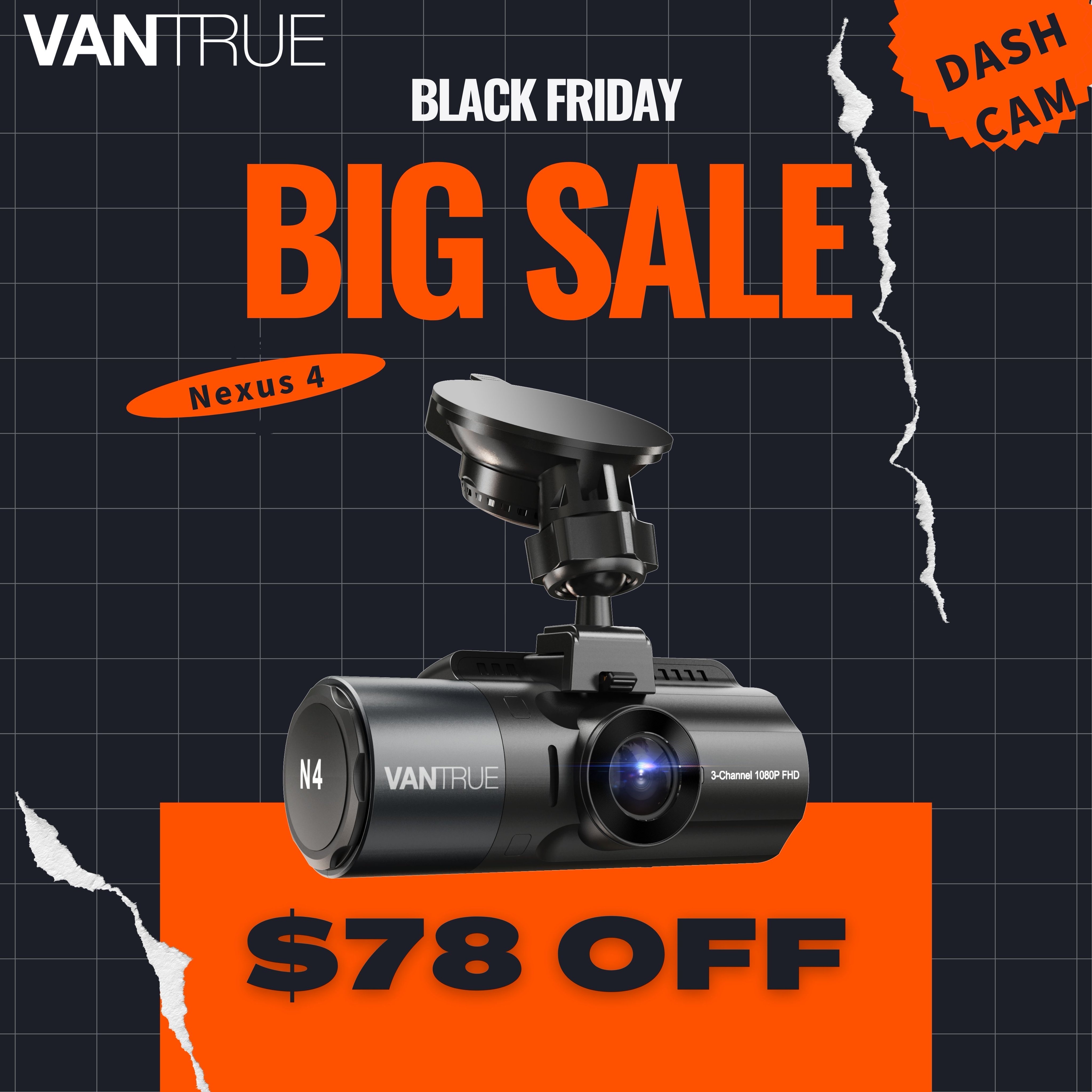 Vantrue on X: This Black Friday, elevate your driving experience with the Vantrue  N4 3-Channel Dash Cam! 🛣️✨ 🌟 Vantrue N4 - 4K+1080P Front and Rear Cameras  🔥 Original Price: $259.99 💥