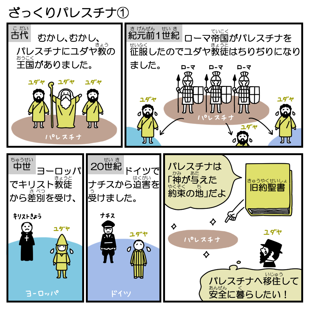 ざっくりパレスチナ

赤ちゃんや子どもなど、そこで生まれただけなのに戦争に巻き込まれているニュースを観るのが辛いです。

参考(解釈違いがあったらごめんなさい)
中東混迷の原点 「パレスチナ問題」を振り返る/日本経済新聞
https://t.co/OPiSlC1jLQ

パレスチナ問題ってなに?… 