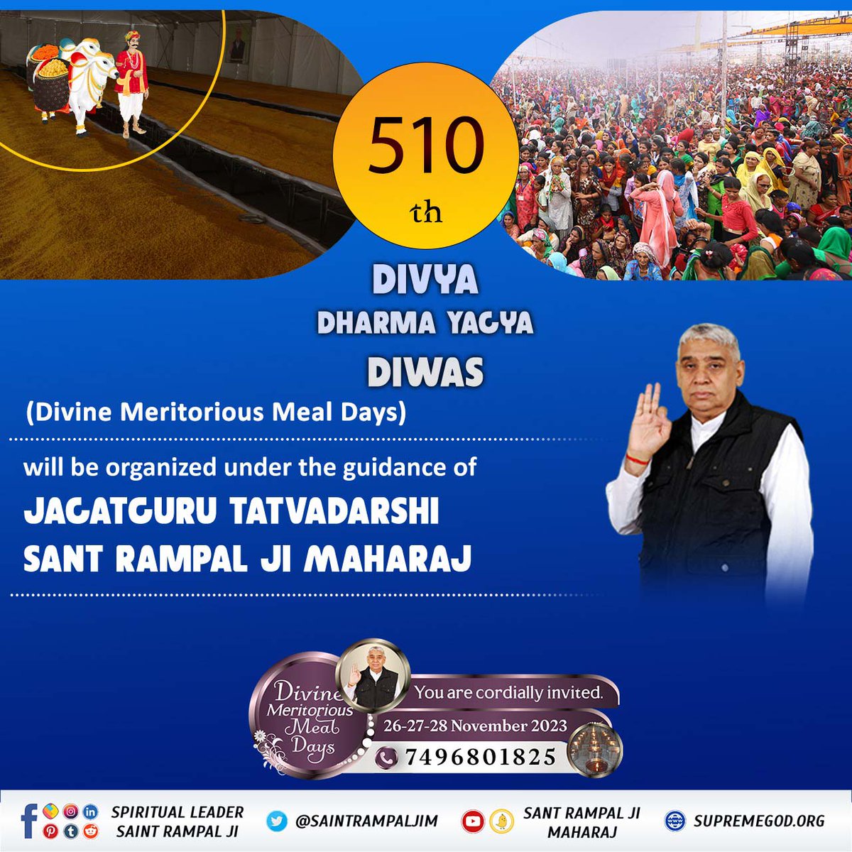 #DivineBhandaraBySantRampalJi
510 years ago, God Kabir Bandichod ji brought food from Bhandara Satlok for 18 lakh people and gave one dohar and one mohar to each person who ate the food. This is being celebrated as “Divine Dharma Yagya Day”.
दिव्य धर्म यज्ञ दिवस