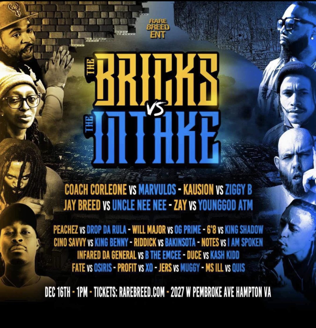 Miz_F_Dot's tweet image. @Rare_Breed_Ent 
Get your tickets #RBE
#Intake
#IntakevsBricks
December 16th and 17th