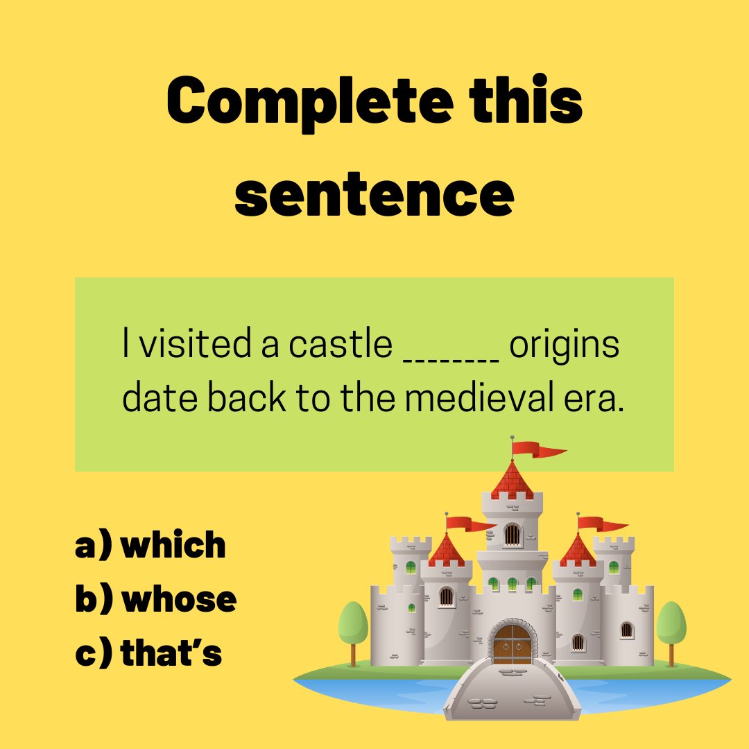 Here's your daily #grammar challenge. 

This one is about relative pronouns. 🏰