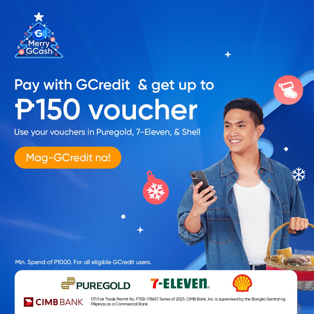 Sagot namin ang pandagdag sa Noche Buena ng pamilya! Avail up to P150 voucher redeemable in Puregold, 7-Eleven, or Shell, when you pay with GCredit. Mag-GCredit na! #BorrowWithGCash! #SagotKaNamin #MerryGCash2023 #KayaMo #iGCashMo