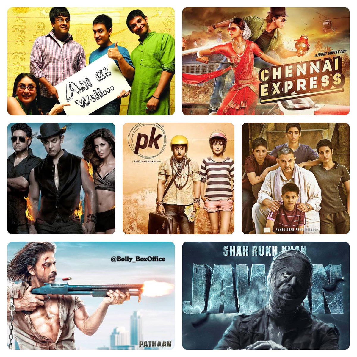Bolly_BoxOffice's tweet photo. All Time Record Grossers Hindi Films Worldwide since 90s.. [First Phase Release]

⭐️Hum Aapke Hai Koun!
⭐️Gadar
⭐️K3G
⭐️Dhoom 2
⭐️Om Shanti Om 
⭐️Rab Ne Bana Di Jodi
⭐️Ghajini
⭐️3 Idiots
⭐️Chennai Express 
⭐️Dhoom 3
⭐️PK
⭐️Dangal
⭐️#Pathaan
⭐️#Jawan

Will #Dunki make in to this list? 🤔

#ShahRukhKhan #AamirKhan #SunnyDeol #SalmanKhan #HrithikRoshan #BollyBoxOffice