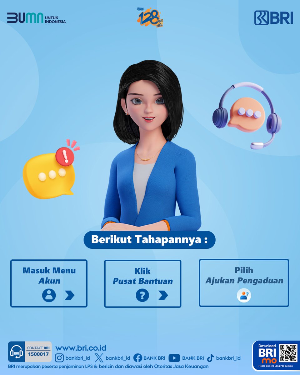 Sobat BRI. Manfaatkan fitur Pusat Bantuan di BRImo untuk mengajukan pengaduan transaksimu jika mengalami kendala. Yuk simak cara membuat pengaduan via BRImo berikut ini. Selamat mencoba, sehat dan sukses selalu ya.  

 #BRIEdukasi