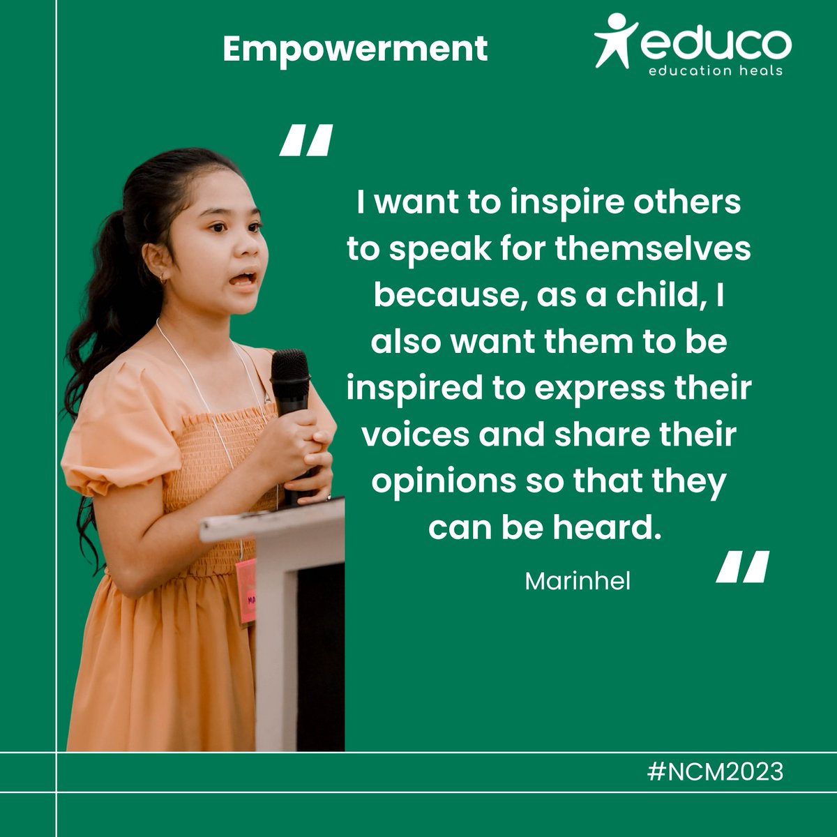 EducoPH's tweet photo. 𝐄𝐦𝐩𝐨𝐰𝐞𝐫𝐦𝐞𝐧𝐭 𝐢𝐧 𝐭𝐡𝐞 𝐰𝐨𝐫𝐝𝐬 𝐨𝐟 𝐨𝐮𝐫 𝐲𝐨𝐮𝐧𝐠 𝐚𝐝𝐯𝐨𝐜𝐚𝐭𝐞𝐬 𝐭𝐡𝐢𝐬 𝐍𝐚𝐭𝐢𝐨𝐧𝐚𝐥 𝐂𝐡𝐢𝐥𝐝𝐫𝐞𝐧'𝐬 𝐌𝐨𝐧𝐭𝐡! 
#NCM2023 #BataBidaKa #EducationHeals https://t.co/Qhr1qmFj2J