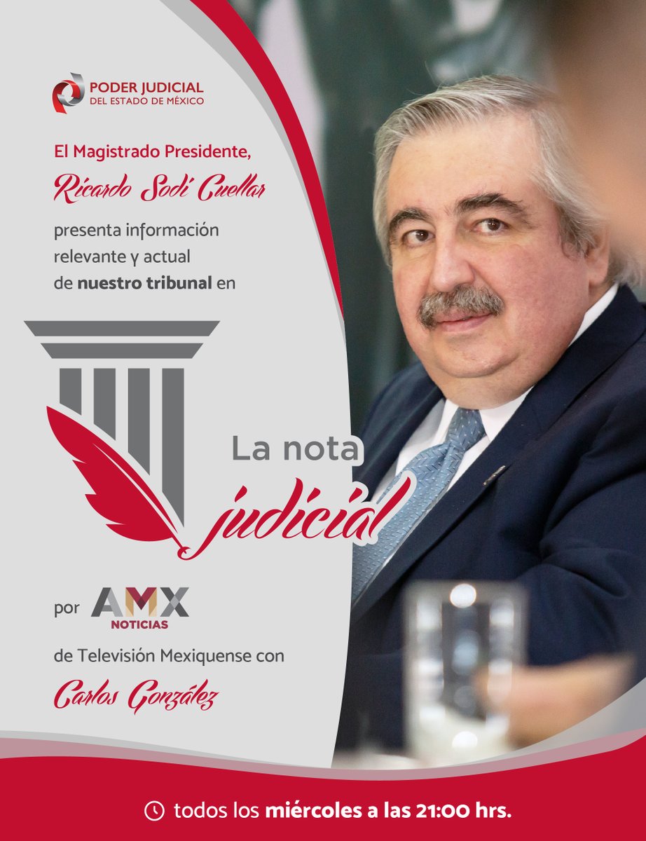 Hoy en la #LaNotaJudicial, <a href="/MagdoSodi/">Ricardo Sodi Cuellar</a> nos comparte los logros de los Tribunales Laborales del #PJEdomex, a tres años de implementada la Reforma Laboral en la entidad.

Todos los miércoles con <a href="/_CarlosGlez/">Carlos González</a> a las 21:00 hrs. por <a href="/AMXNoticias/">Agencia Mexiquense de Noticias</a>.

radioytvmexiquense.mx/index.php/tele…