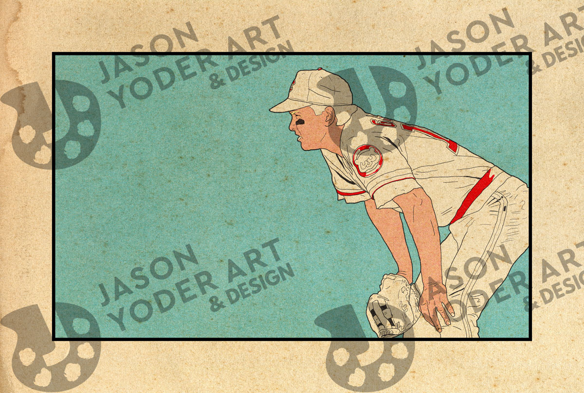JasonYoderArt's tweet image. Another current digital illustration on the proverbial "drawing board". This one features Cubbie great, Mark Grace. One of my fav childhood Cubs players and have tons of great memories watching him catch the absolute bb's Dunston was firing from SS.