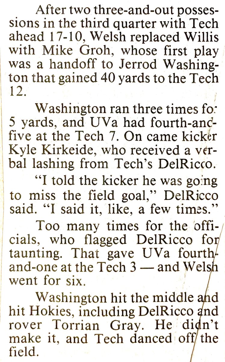 Hokie_Sandman's tweet image. Quotes after the 1993 VT-uva game. You gotta love DelRicco! #Hokies #BeatUVA #GoManGo #RivalryWeek