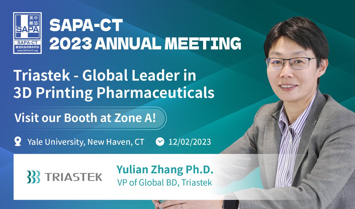 Join us at the Sino-American Pharmaceutical Professionals Association Connecticut (SAPA-CT) 10th anniversary conference this year!

🗓️ December 2 | 📍 Yale University, New Haven, CT
 
#innovation #3dprinting #drugdevelopment #drugdelivery #manufacturing #biotech