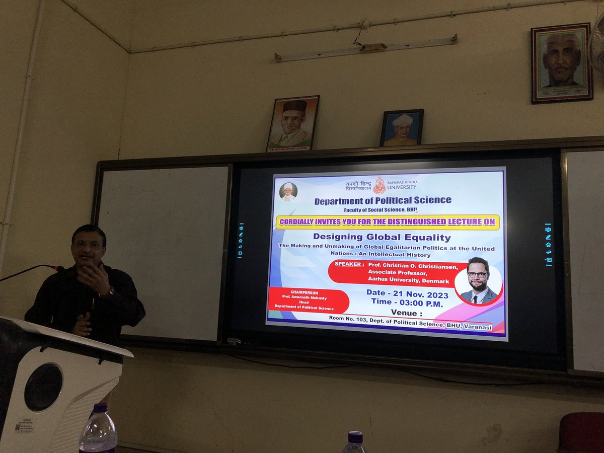 JhaPHerstories's tweet photo. It was wonderful to have @chrochr deliver series of lectures on Global inequality in the light of Intellectual histories of United Nations at the department of Political Science and Malviya Centre for Peace Research @bhupro from 20-22nd November. https://t.co/6H6lNWdNEk