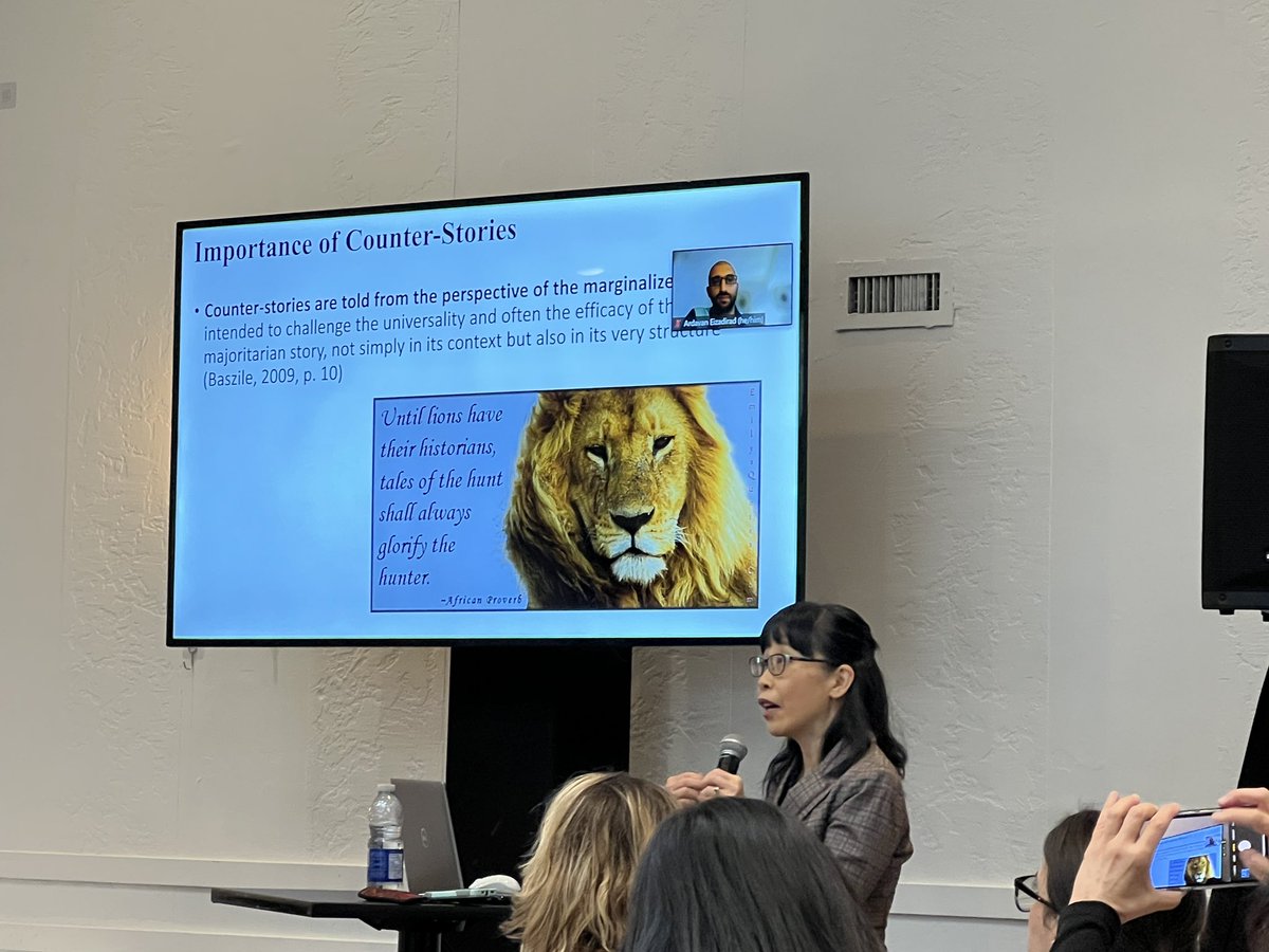 Today, @DrMaryReid & @DrEizadirad discussed the importance of creating identity-affirming learning and working spaces for Asian students and staff. It is important for educators to foster brave spaces to amplify student voice & to actively include counter narratives in lessons.