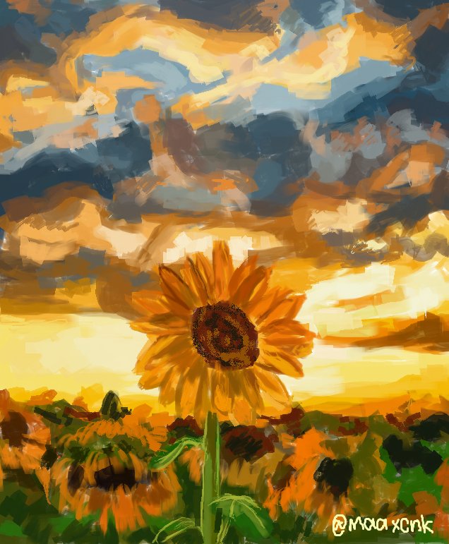 Sunset with sunflowers 🌻 💛 ✨️ on MS paint 

#mspaint #Microsoft #microsoftpaint #windows #artmoots