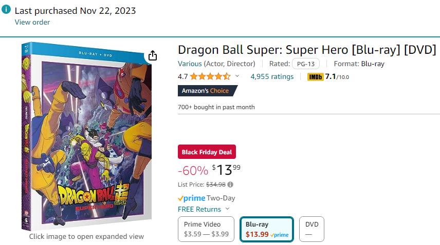 Buy Dragon Ball Super: Super Hero (movie) DVD - $13.99 at