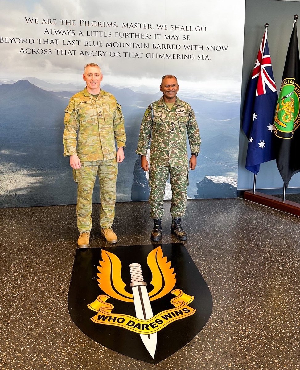 Special Operations Commander for Australia, Major General Paul Kenny, welcomed #OurPartners Malaysia Army (@TenteraDarat) officer Major General Mohd Adi Ridzwan, Commander of 21st Special Service Group, to Campbell Barracks, Perth, recently for talks about future training. 🇦🇺🤝🇲🇾