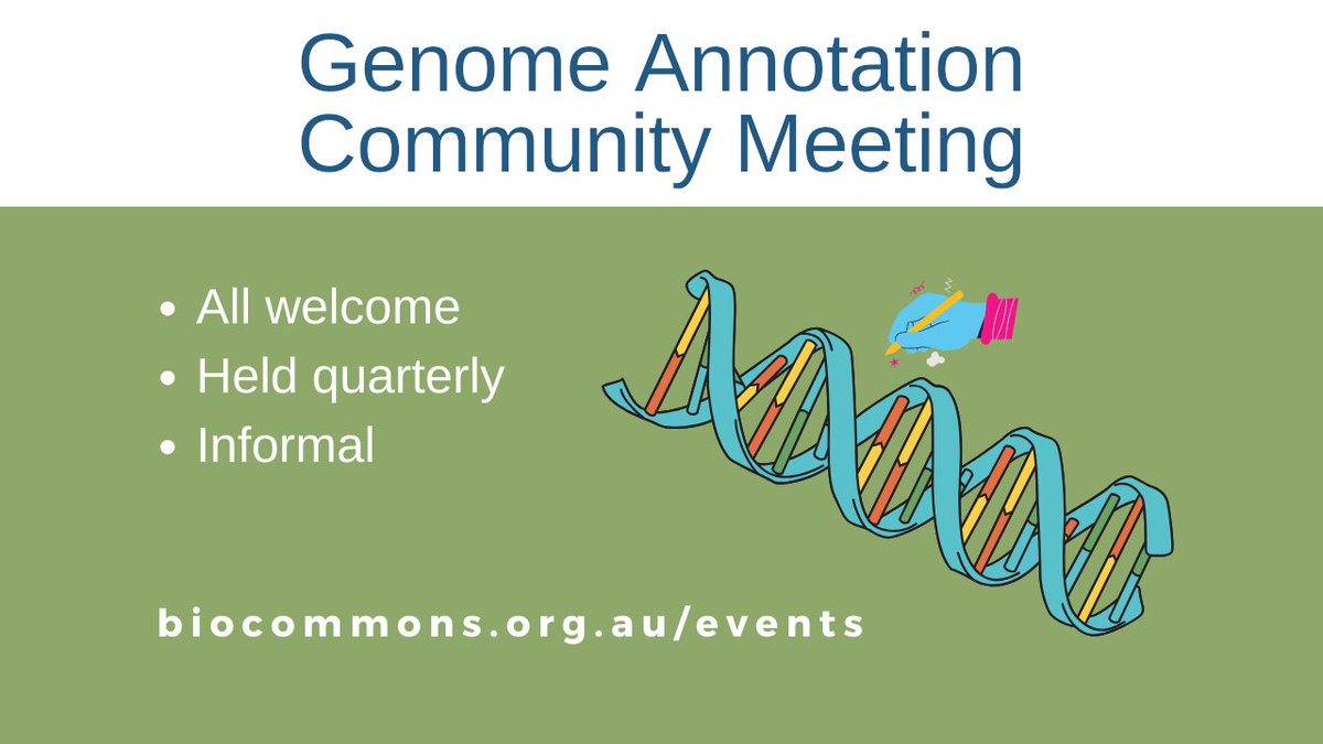 📢 Does your work include genome annotation? Want to hear from others in the space?

🗓️ Thu 30 Nov @ 2 pm AEDT
Join us to share knowledge, exchange ideas and to identify what's needed to support genome annotation research in Oz!

#genomics #networking 
biocommons.org.au/events/