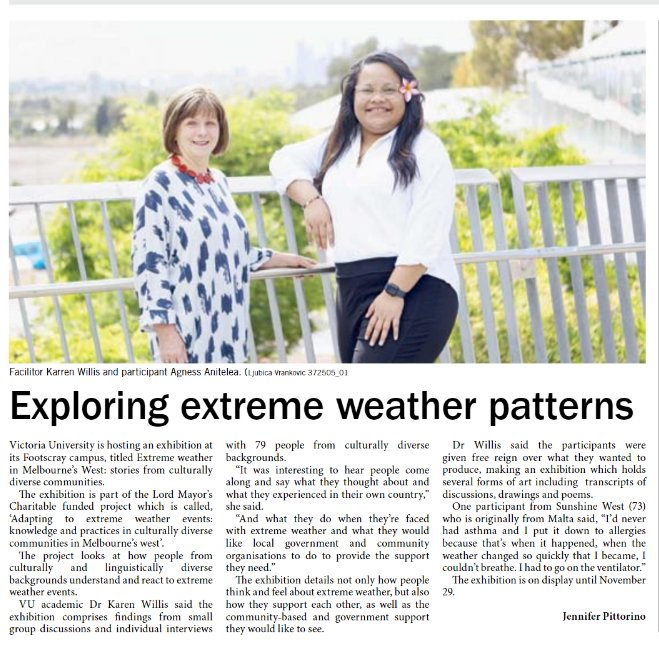 A new exhibition, located at Footscray Park (Build.P) looks at the ways climate change is impacting the community in the West of Melbourne. @jaimieleemaple @MelbourneLMCF @KarenWillis19 #climatechage