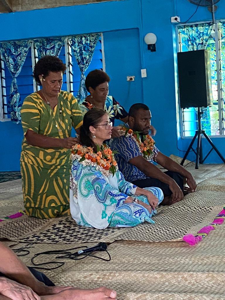 GermanyPacific's tweet image. Humbled and honored to be part of the 'Bridging Communities with NDCs' program. Today, we were welcomed with open hearts at Galoa Village's town hall. Experiencing the sevusevu. Grateful for this community's warmth and #SharedCommitment to a sustainable future! 🌏🤝 #NDCs