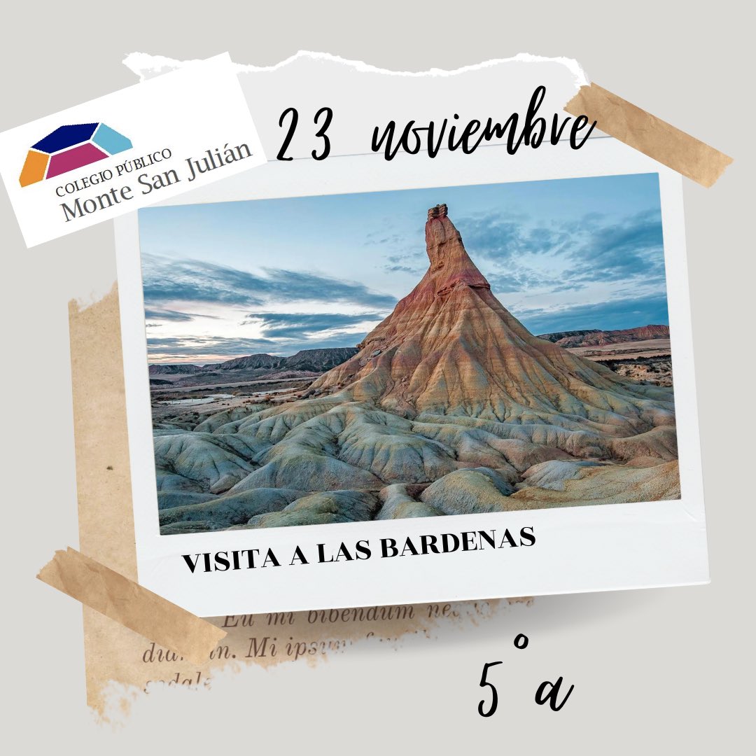 ¡Nos vamos de excursión! Nuestro alumnado de 5°a acude al centro de interpretación de las Bardenas. #bardenasrealesdenavarra #excursionesdivertidas 🚌
