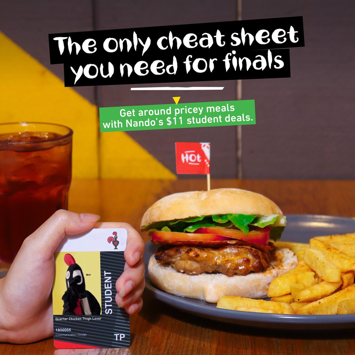 Finals season got you tearing your hair out? Take a break, and remember your best kept secret for academic success: A good, hearty Student Meal at Nando’s.