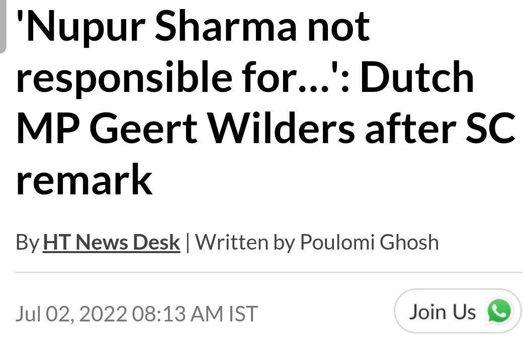 Far Right Dutch member of Parliament is on track to becoming his country's PM. Indians know Geert Wilders as the person who defended Nupur Sharma when just about everyone including our courts virtually blamed her for invoking the wrath of the 'sar tun se juda' brigade.