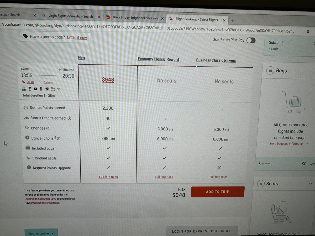 robbo_kane's tweet photo. Ultimate @Qantas shithousery. 
Daughter and friend need to get home from Perth to Melb, personal family reasons. Paid for 2 tickets, 30 mins later flight delayed 24hrs. Qantas offer to sell them tickets to Syd onto Adel then Melb $2k. &amp; still selling tickets to original flight. https://t.co/Gs5n1zCNxc